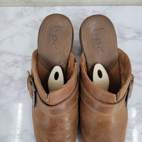 BOC Born Concepts Brown Leather Split Toe Buckel Heel Mule Women's Size 11 - Picture 12 of 14